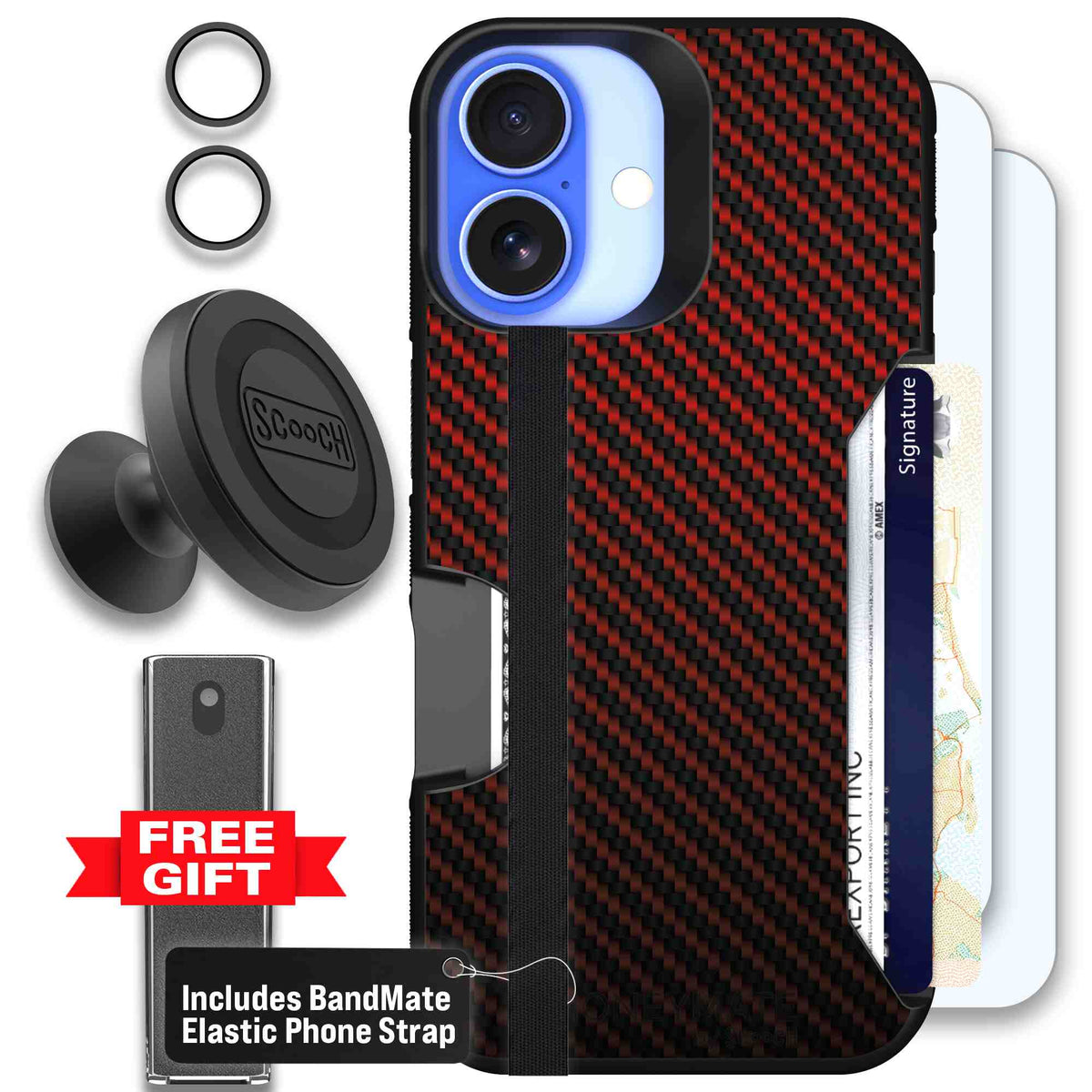 Red Carbon Fiber | website | iPhone 16 | Defender Bundle