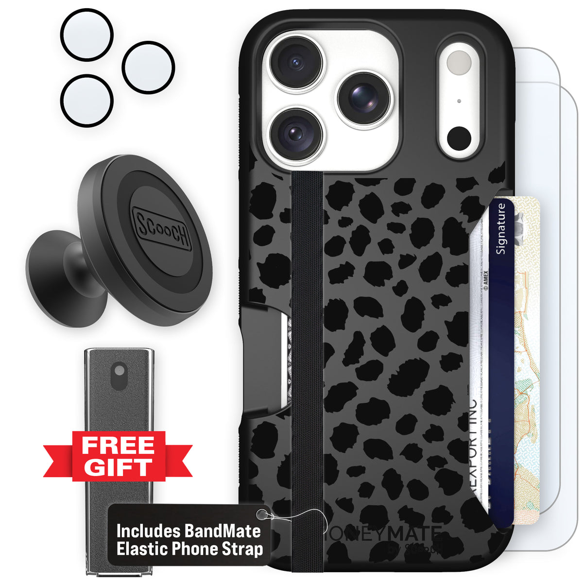 Moneymate Black Leopard for iPhone 18 Pro — Defender Bundle