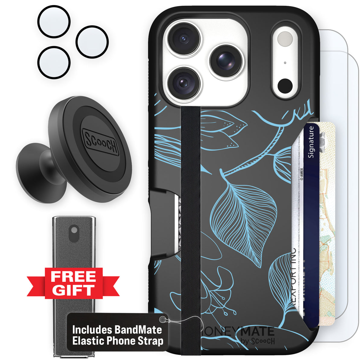 Moneymate Blue Hibiscus for iPhone 18 Pro — Defender Bundle