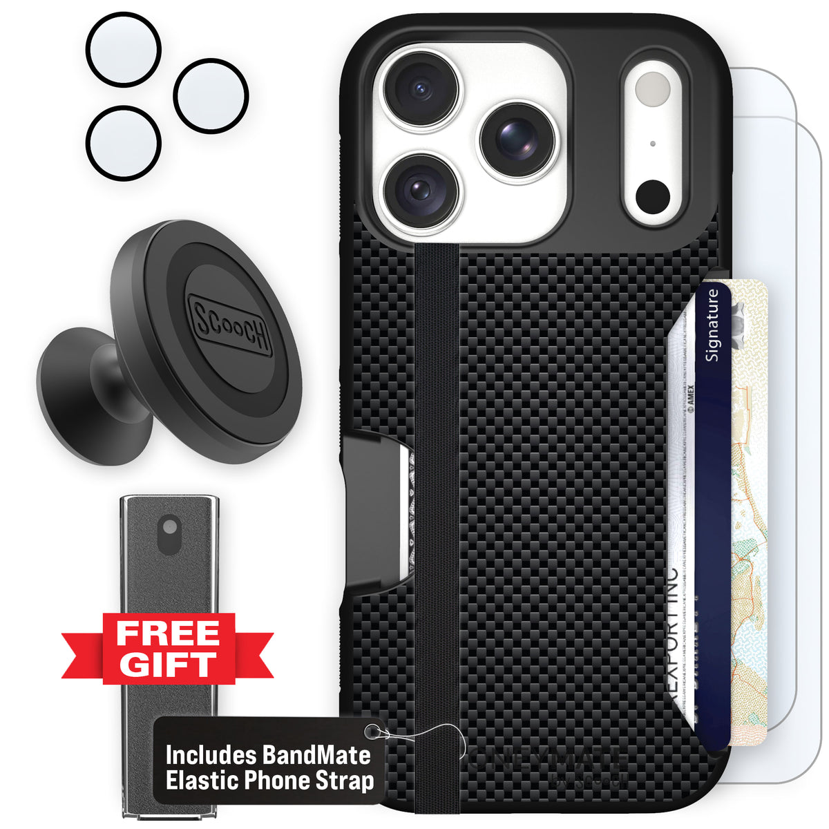 Moneymate Carbon Fiber for iPhone 18 Pro — Defender Bundle