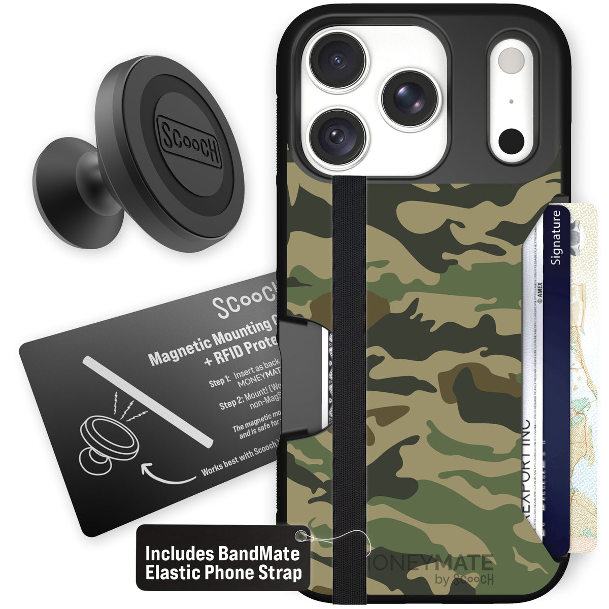Moneymate Classic Camo for iPhone 18 Pro — Starter Bundle