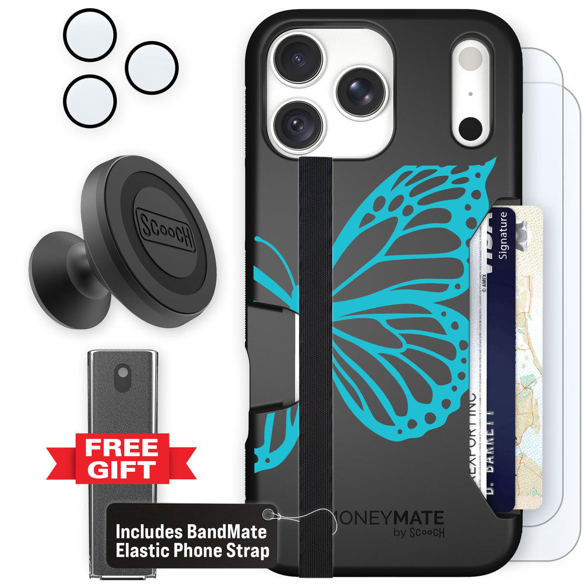 Moneymate Azure Butterfly for iPhone 18 Pro Max — Defender Bundle