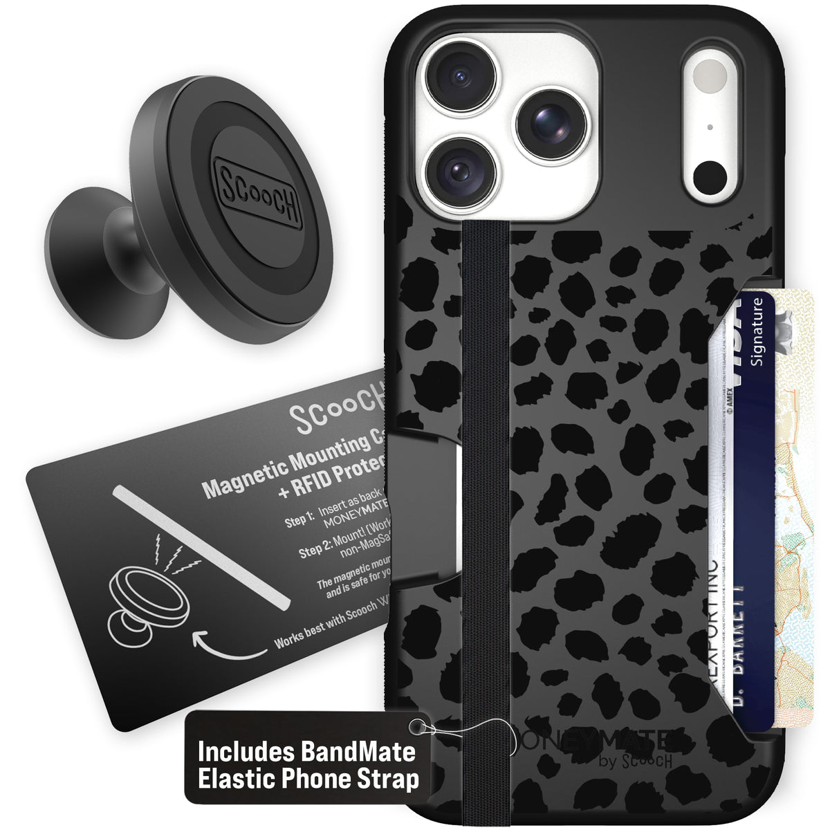 Moneymate Black Leopard for iPhone 18 Pro Max — Starter Bundle