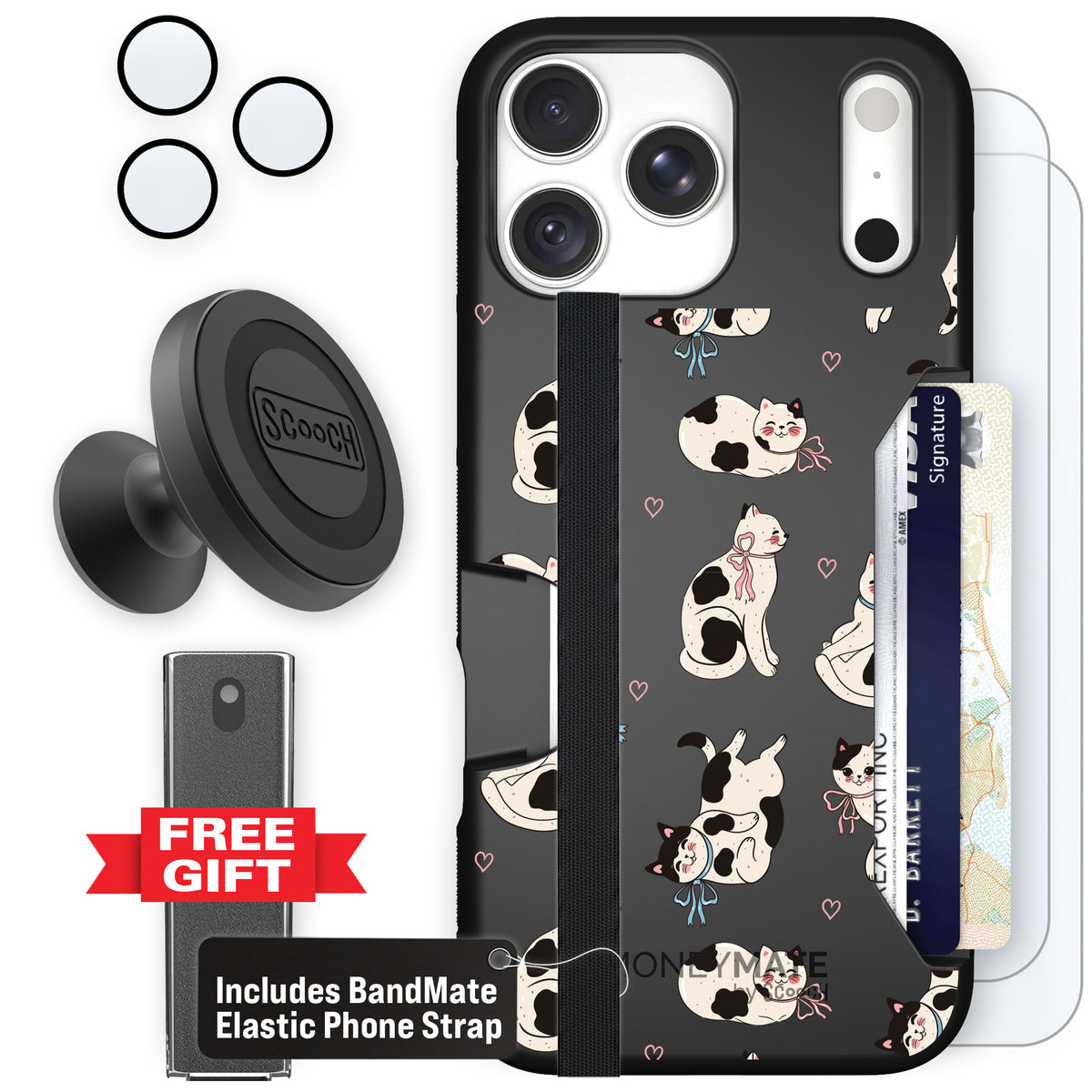 Moneymate Bow Kitties for iPhone 18 Pro Max — Defender Bundle