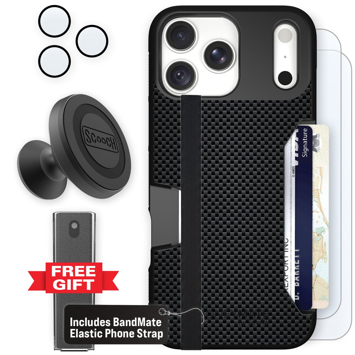 Moneymate Carbon Fiber for iPhone 18 Pro Max — Defender Bundle