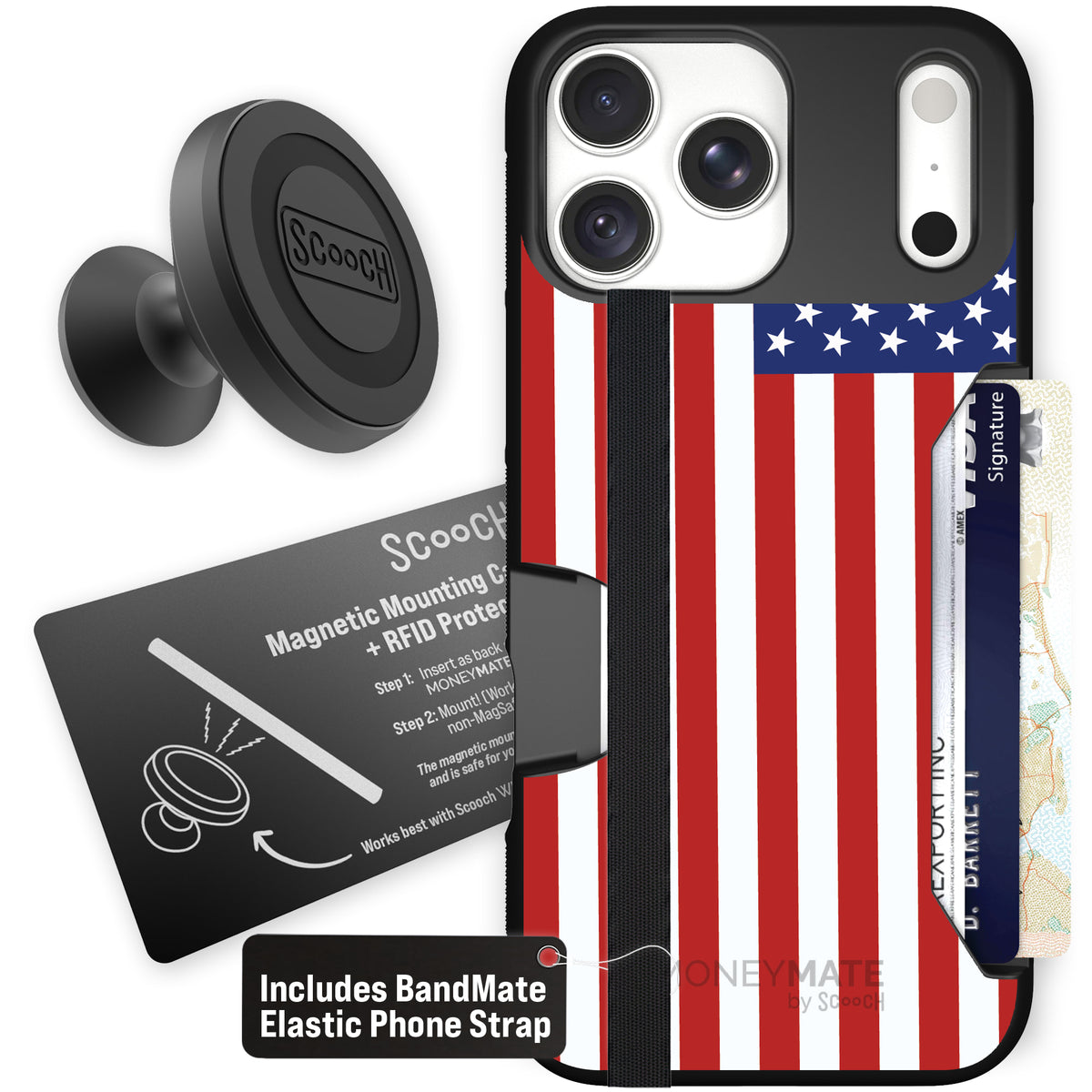 Moneymate Stars and Stripes for iPhone 18 Pro Max — Starter Bundle