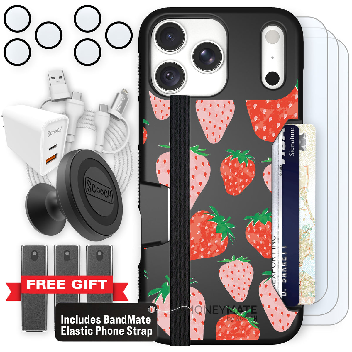 Moneymate Strawberry Fields for iPhone 18 Pro Max — Ultimate Bundle