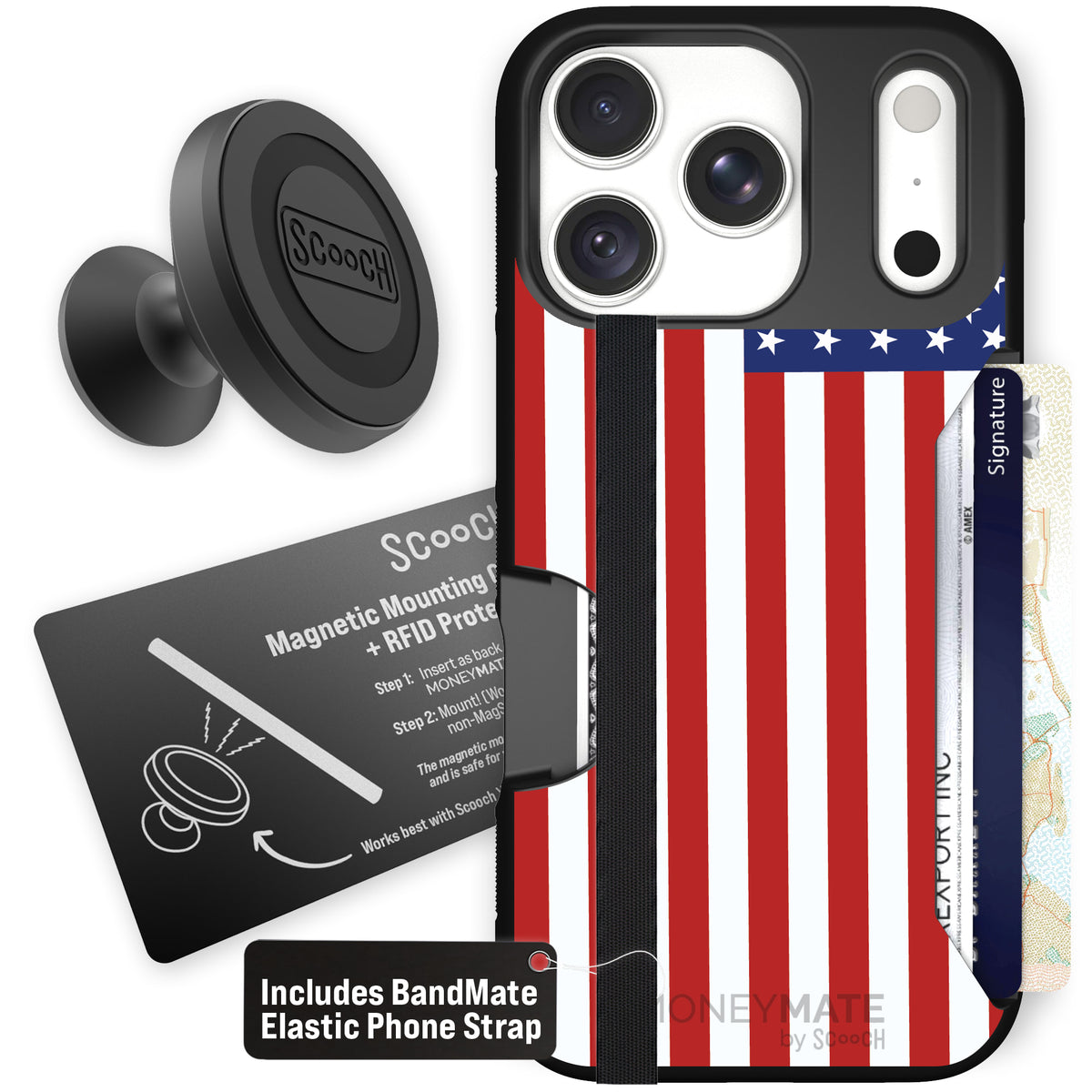 Moneymate Stars and Stripes for iPhone 18 Pro — Starter Bundle