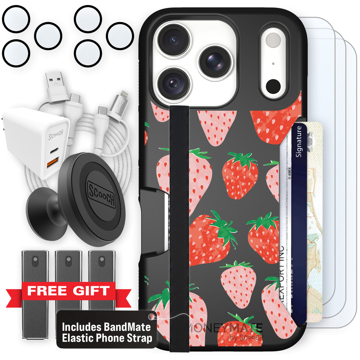 Moneymate Strawberry Fields for iPhone 18 Pro — Ultimate Bundle