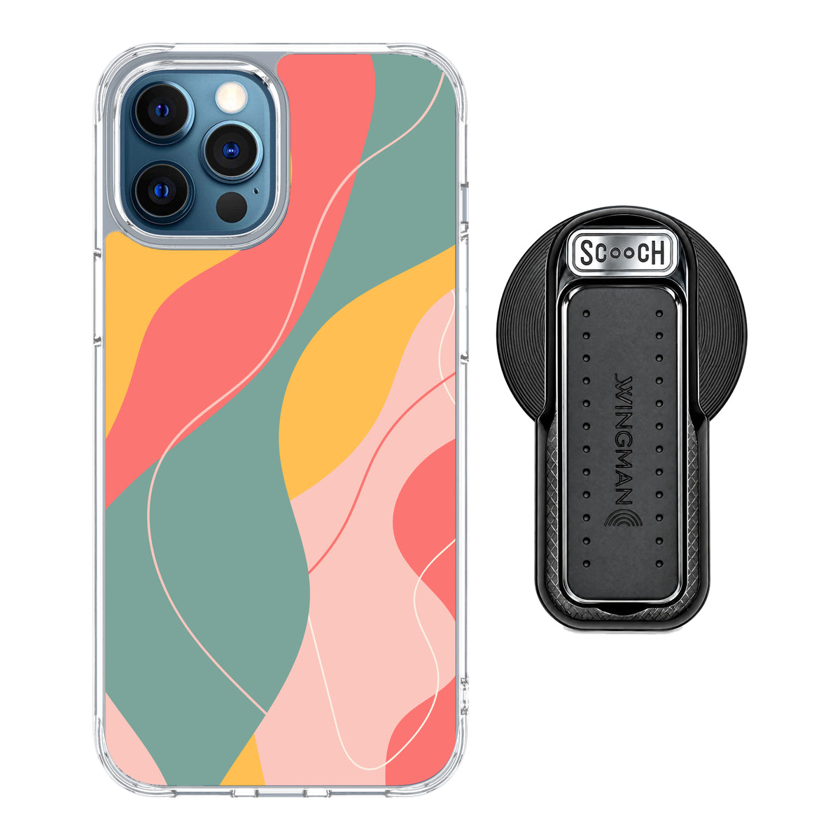 MagCase Abstract Pastel for iPhone 12 Pro Max with Black Wingback for MagSafe