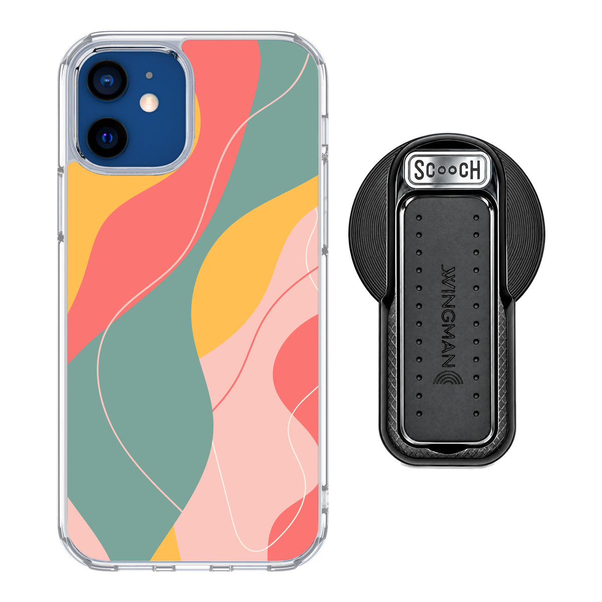 MagCase Abstract Pastel for iPhone 12 with Black Wingback for MagSafe