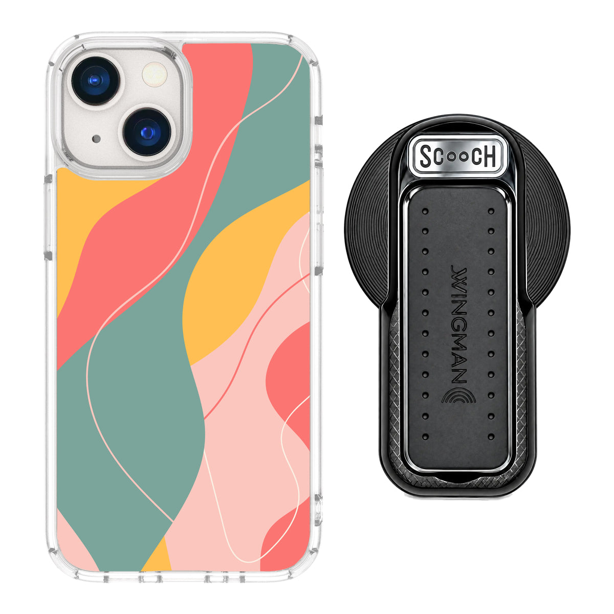 MagCase Abstract Pastel for iPhone 13 mini with Black Wingback for MagSafe