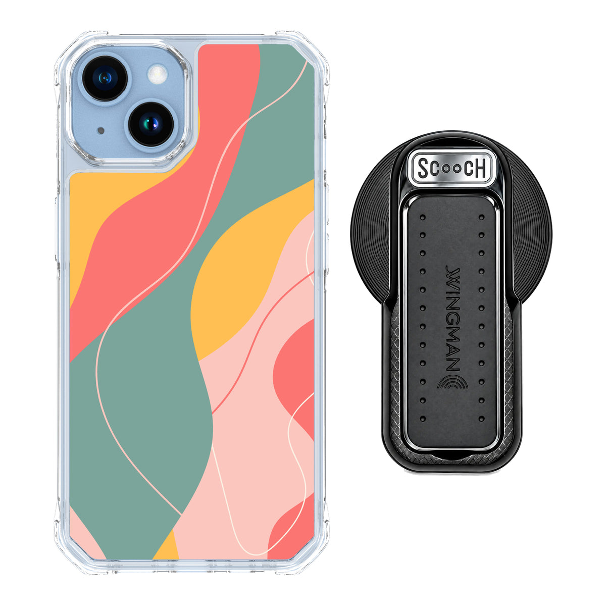 MagCase Abstract Pastel for iPhone 14 with Black Wingback for MagSafe