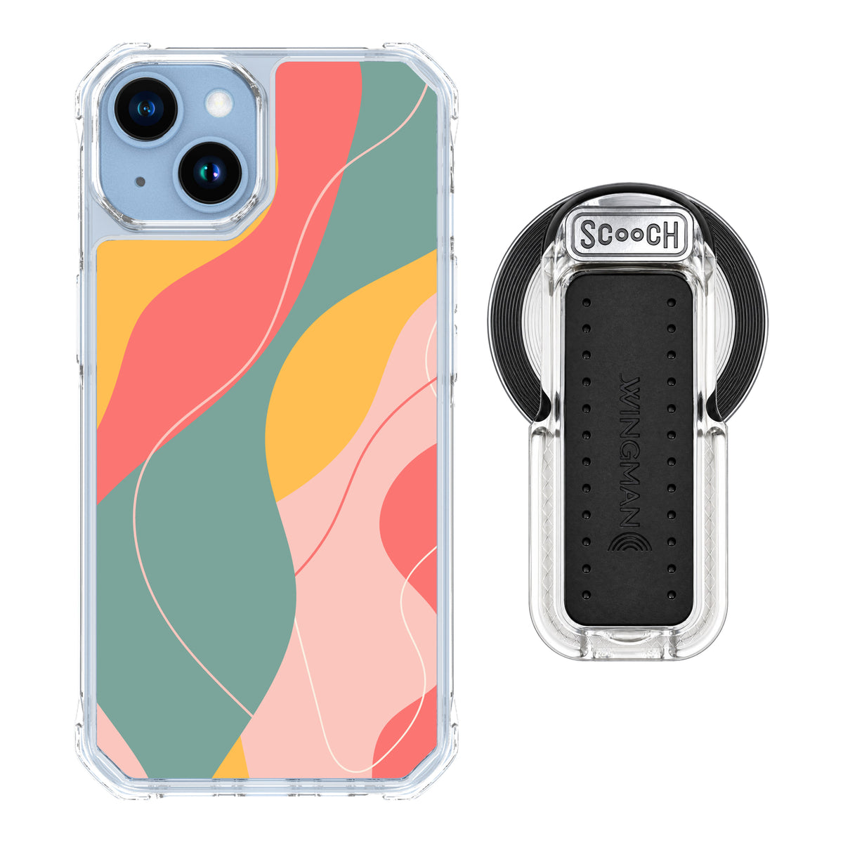 MagCase Abstract Pastel for iPhone 14 with Clear Wingback for MagSafe