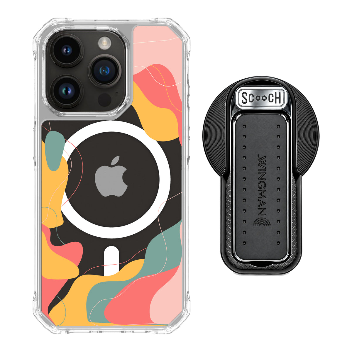 MagCase Abstract Pastel for iPhone 15 Pro with Black Wingback for MagSafe