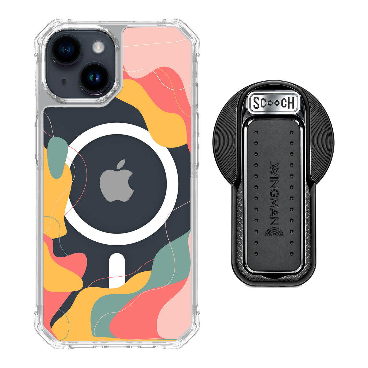 MagCase Abstract Pastel for iPhone 15 with Black Wingback for MagSafe