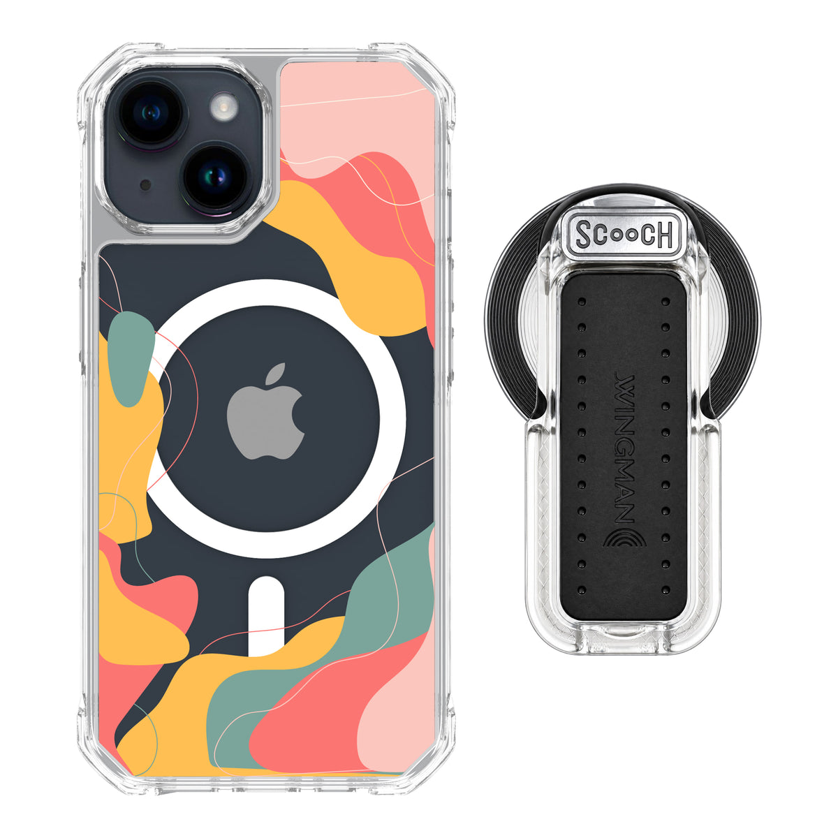 MagCase Abstract Pastel for iPhone 15 with Clear Wingback for MagSafe