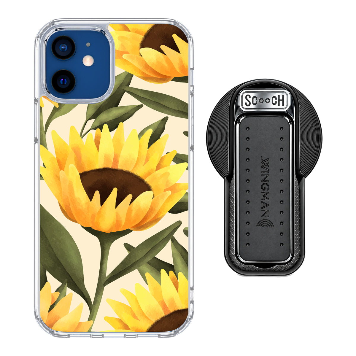 MagCase Blooming Sunflowers for iPhone 12 with Black Wingback for MagSafe
