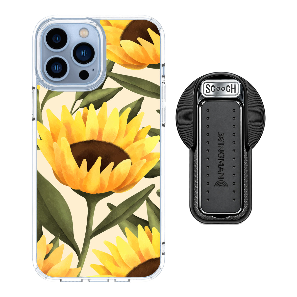 MagCase Blooming Sunflowers for iPhone 13 Pro Max with Black Wingback for MagSafe