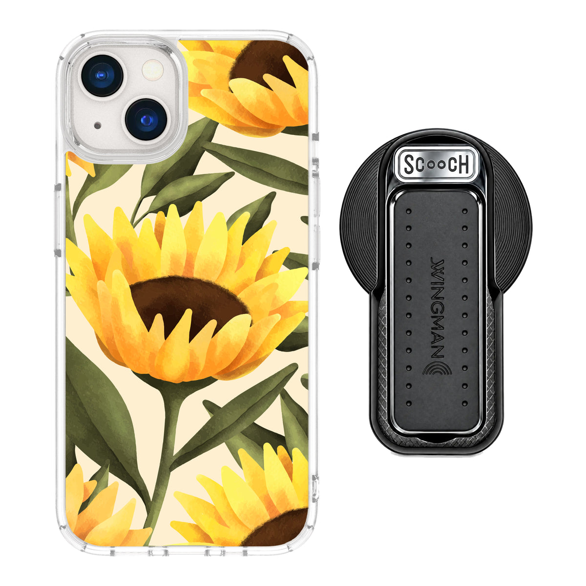 MagCase Blooming Sunflowers for iPhone 13 with Black Wingback for MagSafe