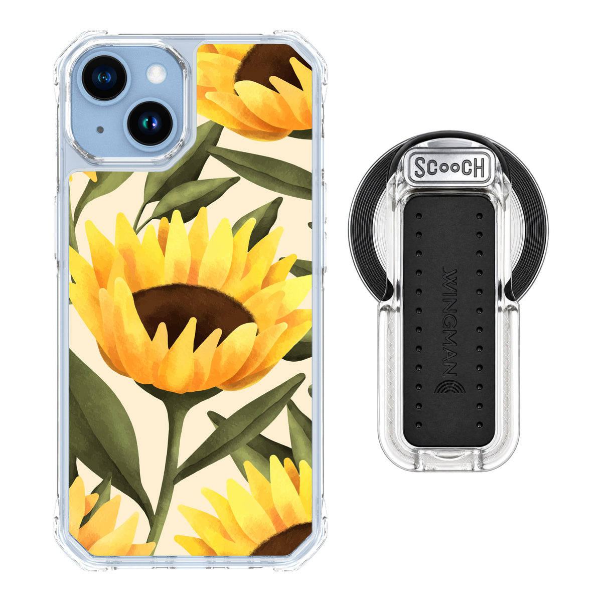 MagCase Blooming Sunflowers for iPhone 14 with Clear Wingback for MagSafe