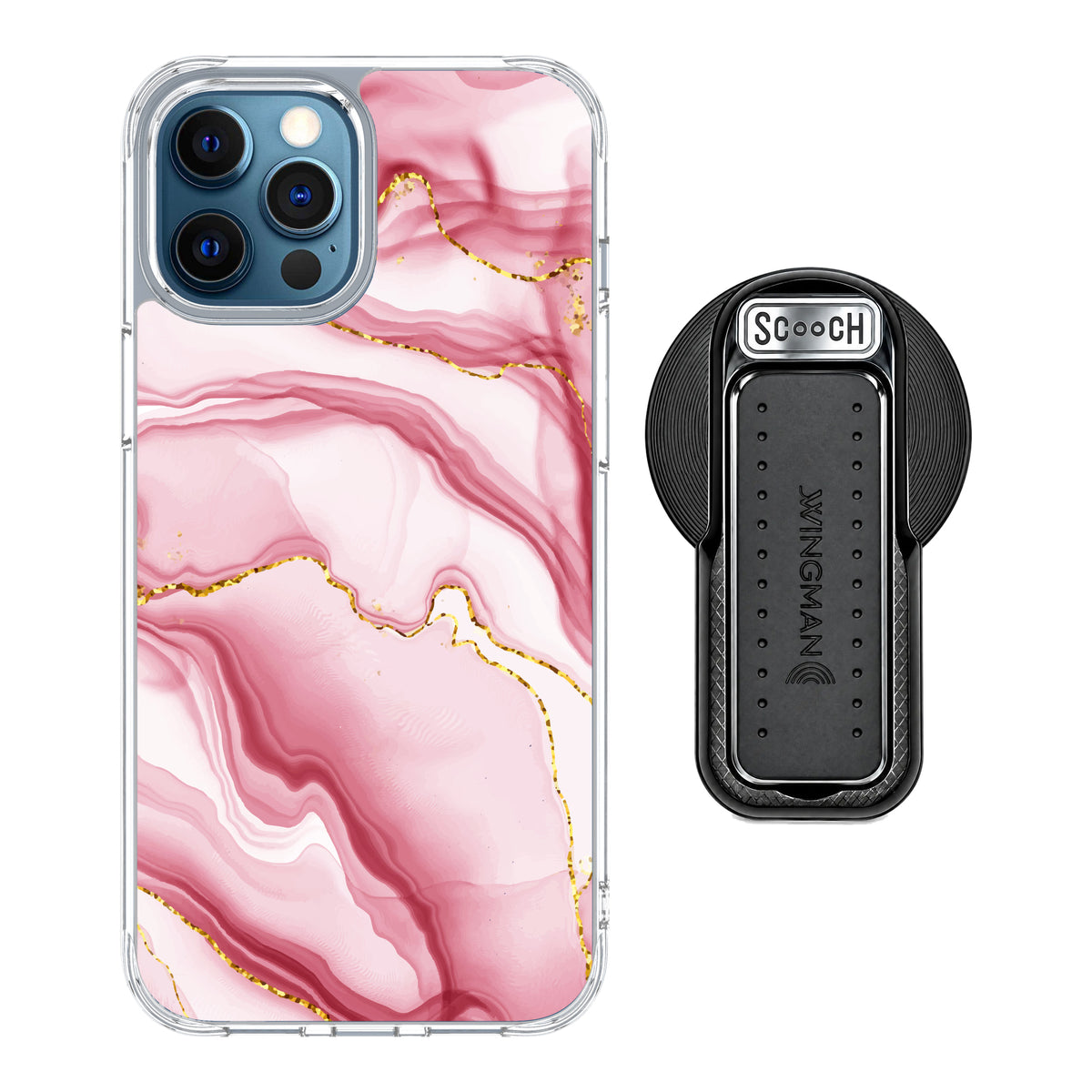 MagCase Blush Marble for iPhone 12 Pro Max with Black Wingback for MagSafe