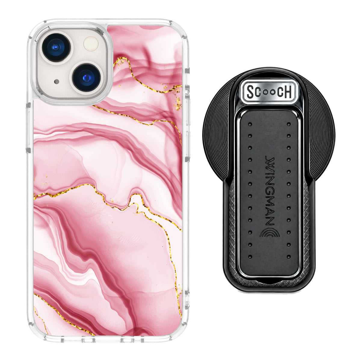 MagCase Blush Marble for iPhone 13 mini with Black Wingback for MagSafe