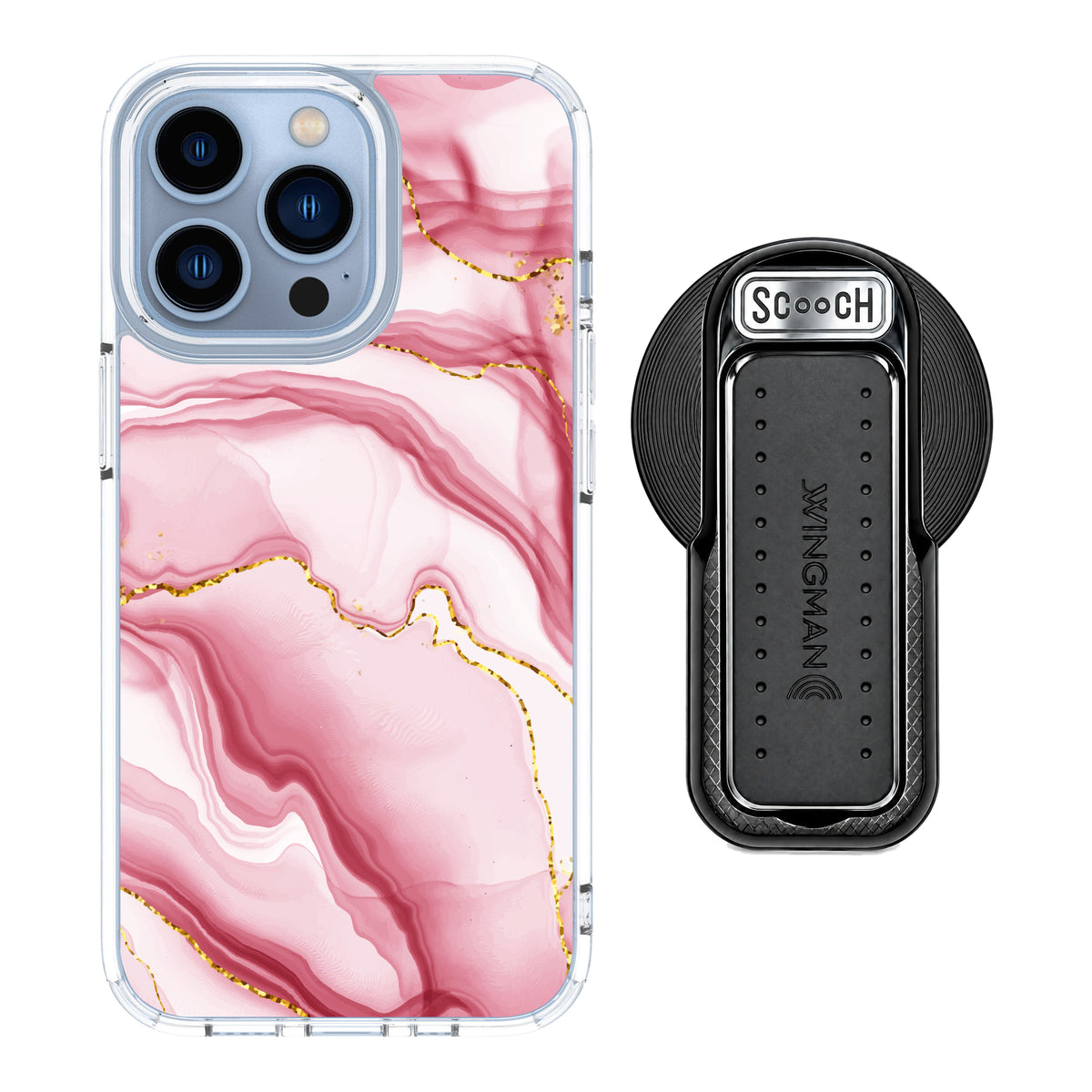 MagCase Blush Marble for iPhone 13 Pro with Black Wingback for MagSafe
