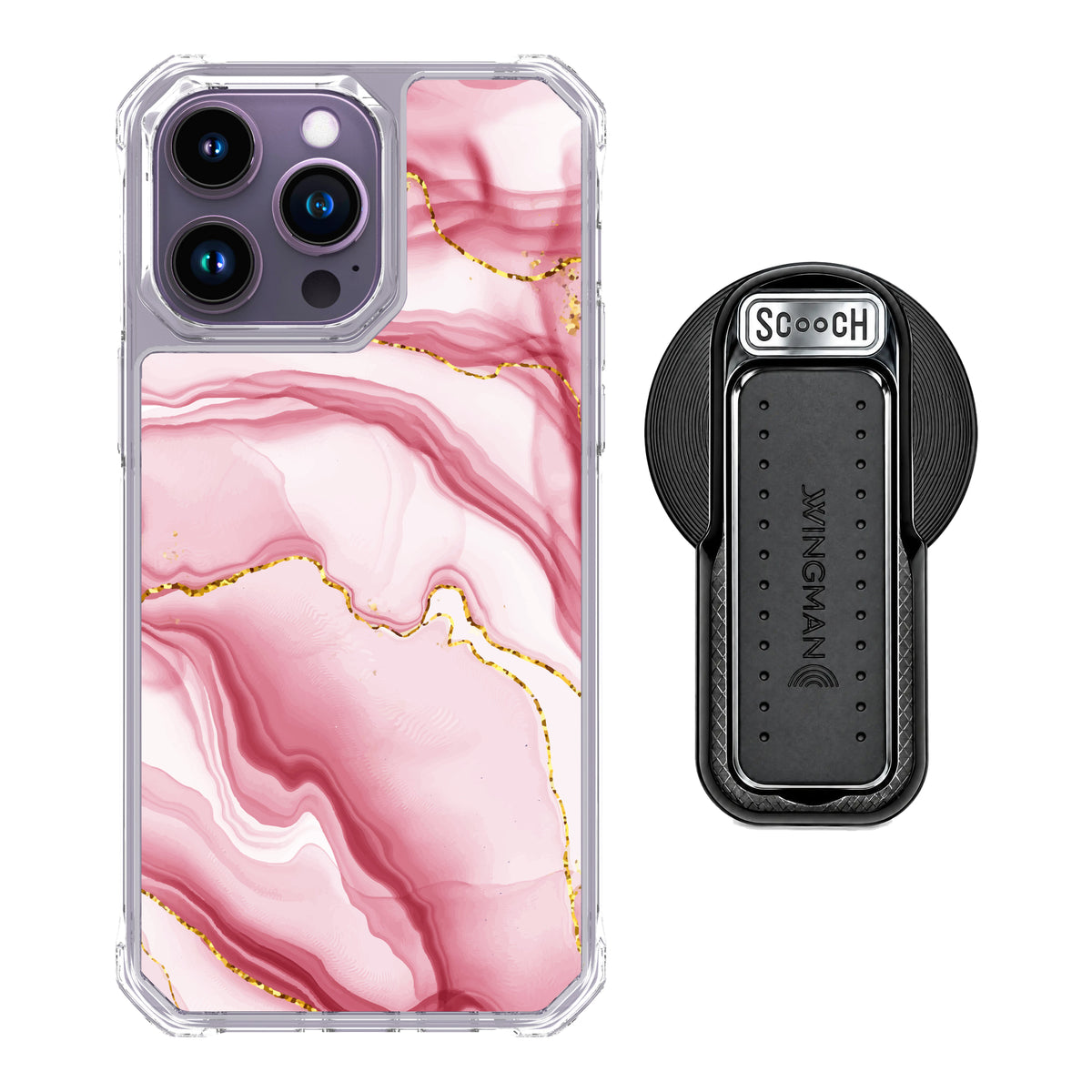 MagCase Blush Marble for iPhone 14 Pro Max with Black Wingback for MagSafe