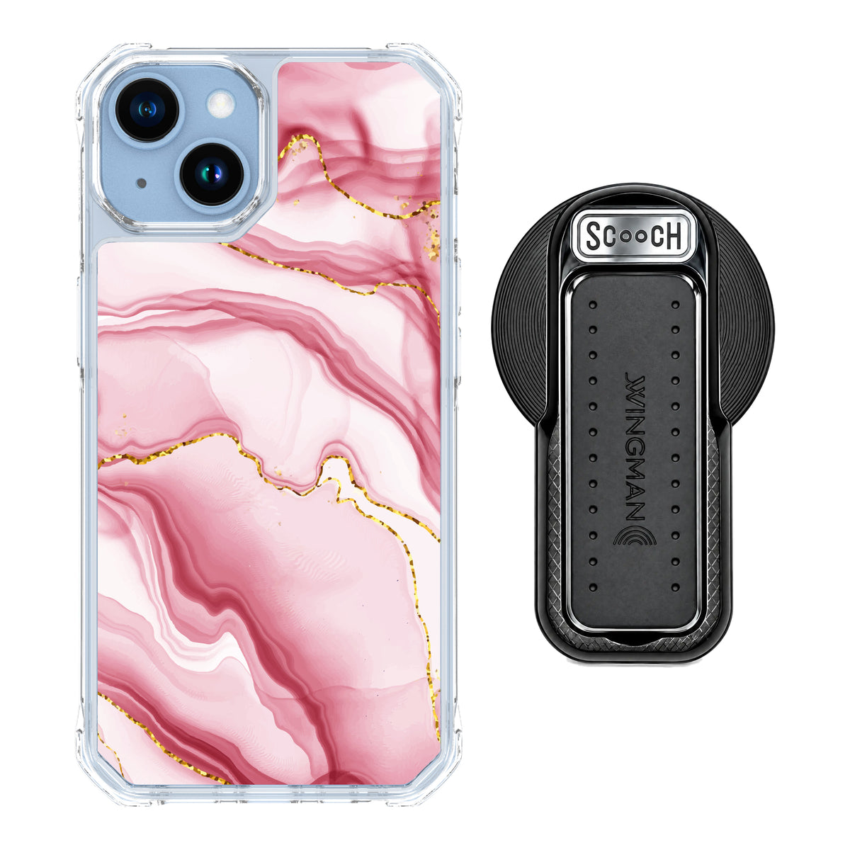 MagCase Blush Marble for iPhone 14 with Black Wingback for MagSafe