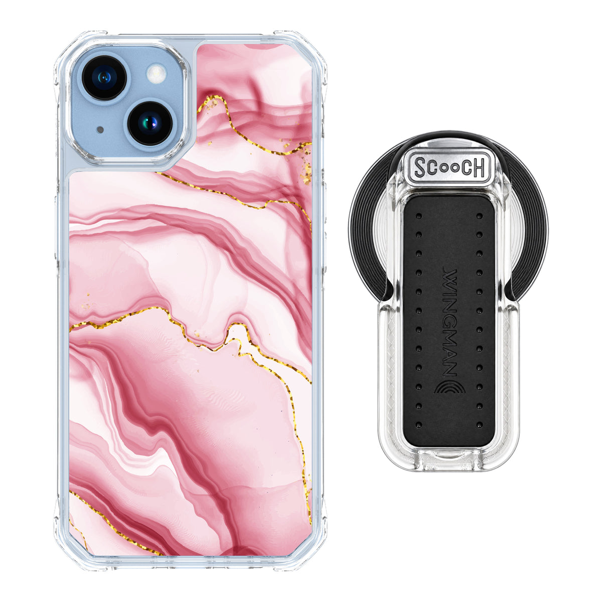 MagCase Blush Marble for iPhone 14 with Clear Wingback for MagSafe
