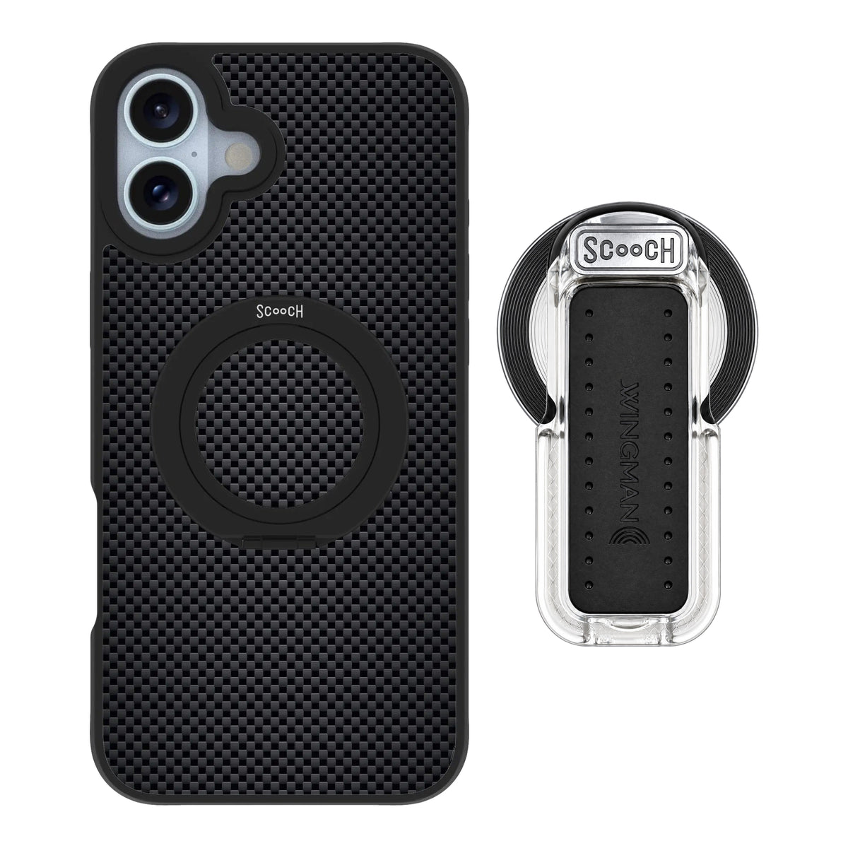 HaloCase Carbon Fiber for iPhone 16 Plus with Clear Wingback for MagSafe