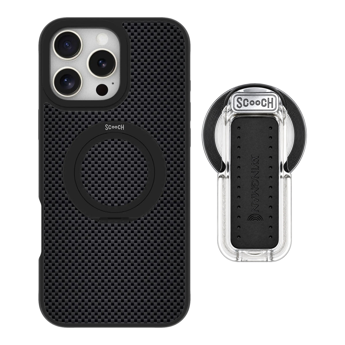 HaloCase Carbon Fiber for iPhone 16 Pro Max with Clear Wingback for MagSafe