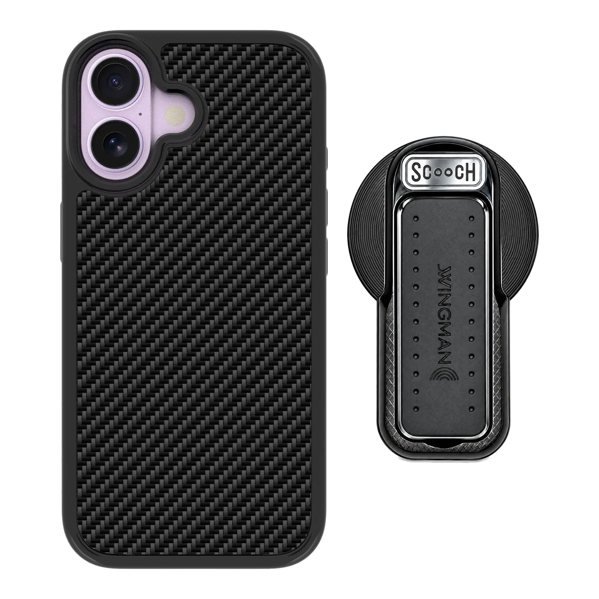 MagCase Carbon Fiber for iPhone 17 with Black Wingback for MagSafe