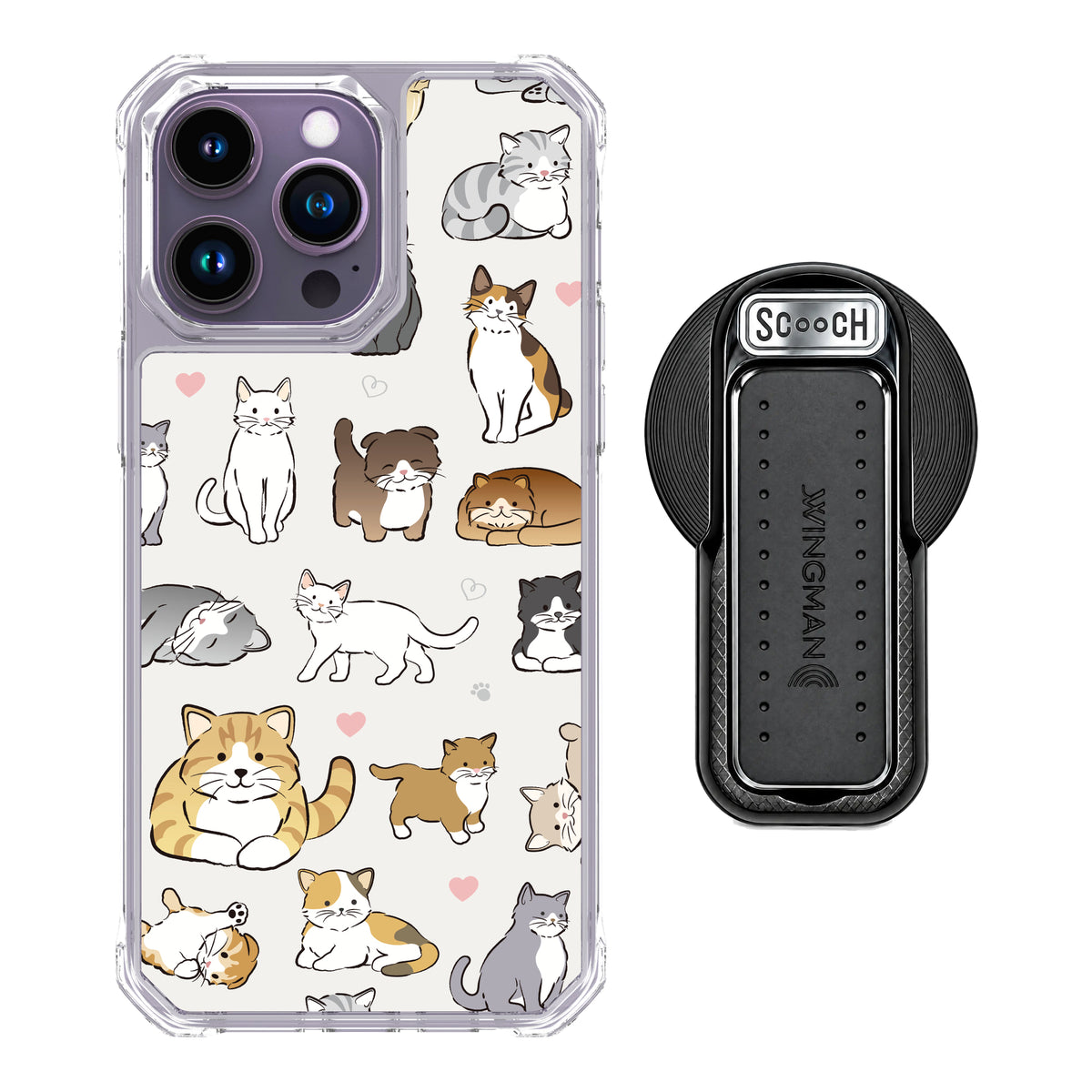 MagCase Cat Party for iPhone 14 Pro Max with Black Wingback for MagSafe