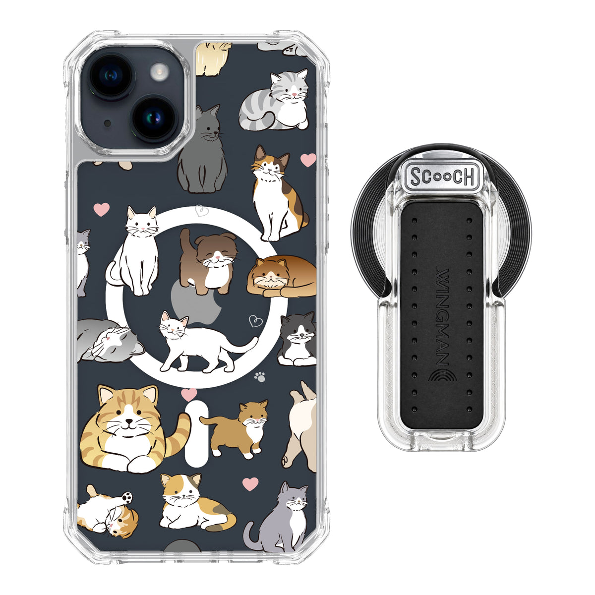 MagCase Cat Party for iPhone 15 Plus with Clear Wingback for MagSafe