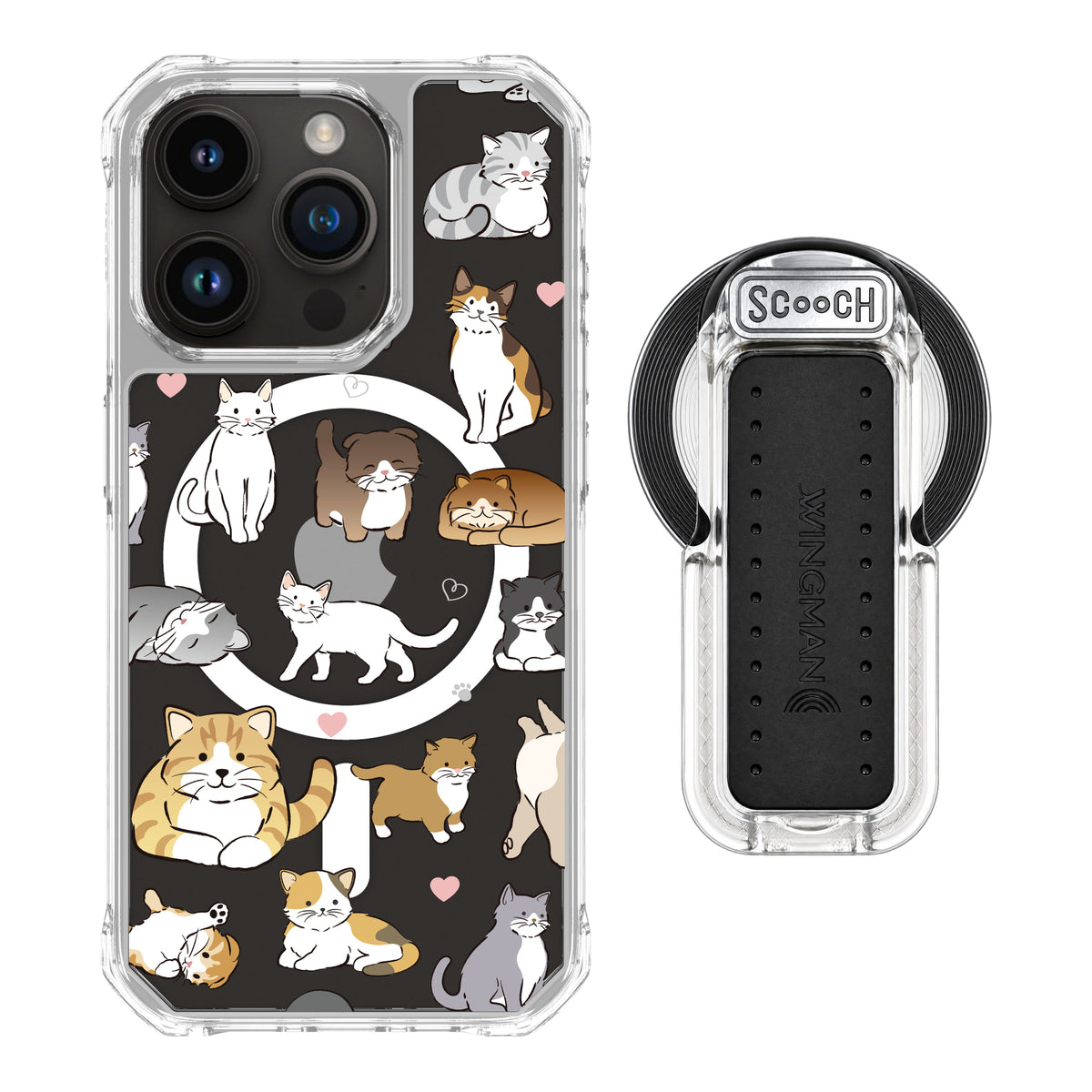 MagCase Cat Party for iPhone 15 Pro with Clear Wingback for MagSafe