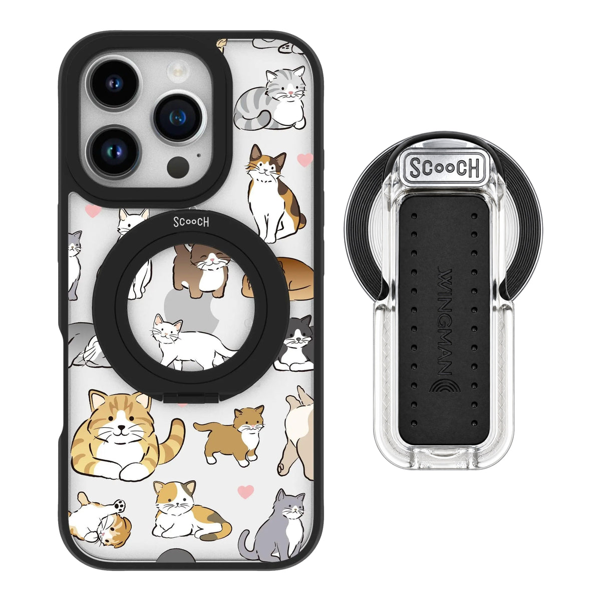 HaloCase Cat Party for iPhone 16 Pro with Clear Wingback for MagSafe