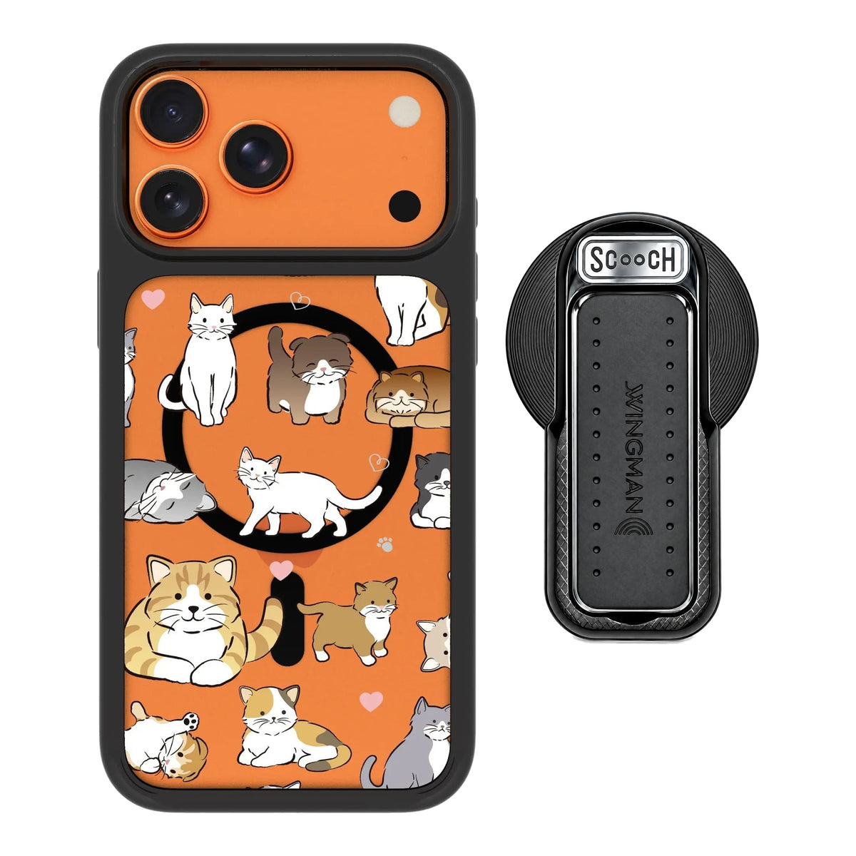 MagCase Cat Party for iPhone 17 Pro Max with Black Wingback for MagSafe