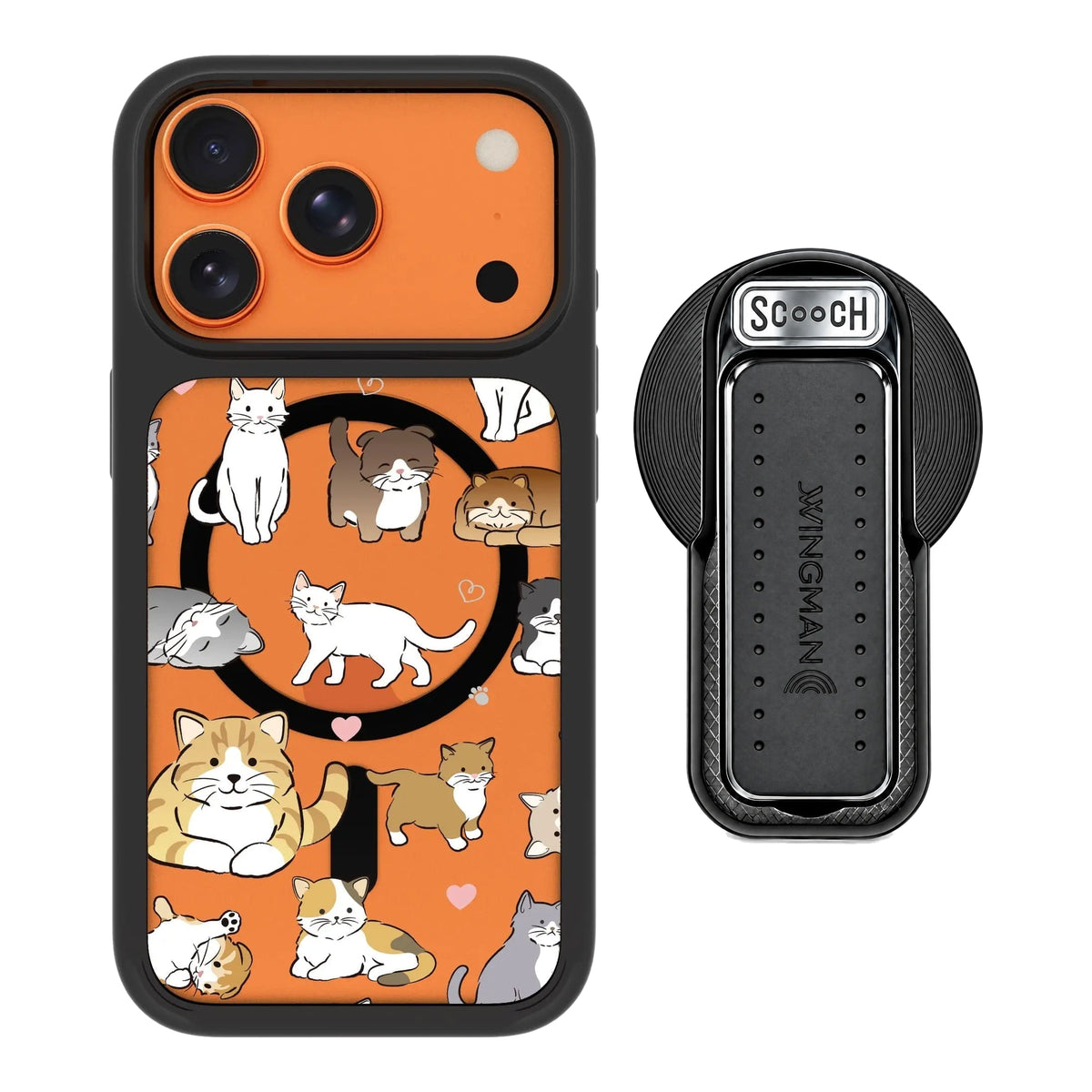 MagCase Cat Party for iPhone 17 Pro with Black Wingback for MagSafe