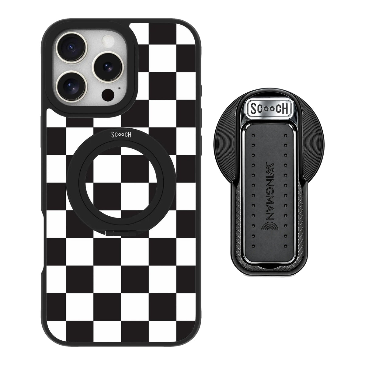 HaloCase Checkered for iPhone 16 Pro Max with Black Wingback for MagSafe