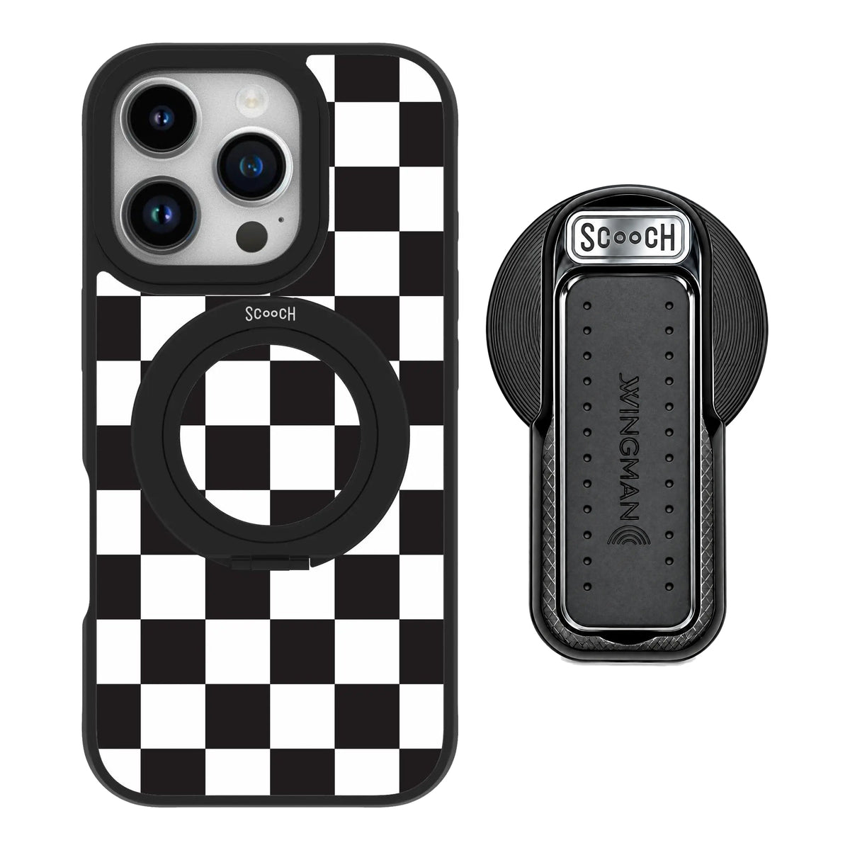 HaloCase Checkered for iPhone 16 Pro with Black Wingback for MagSafe
