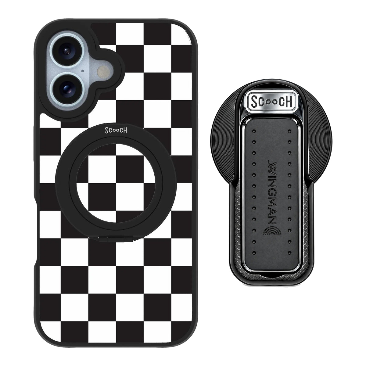 HaloCase Checkered for iPhone 16 with Black Wingback for MagSafe