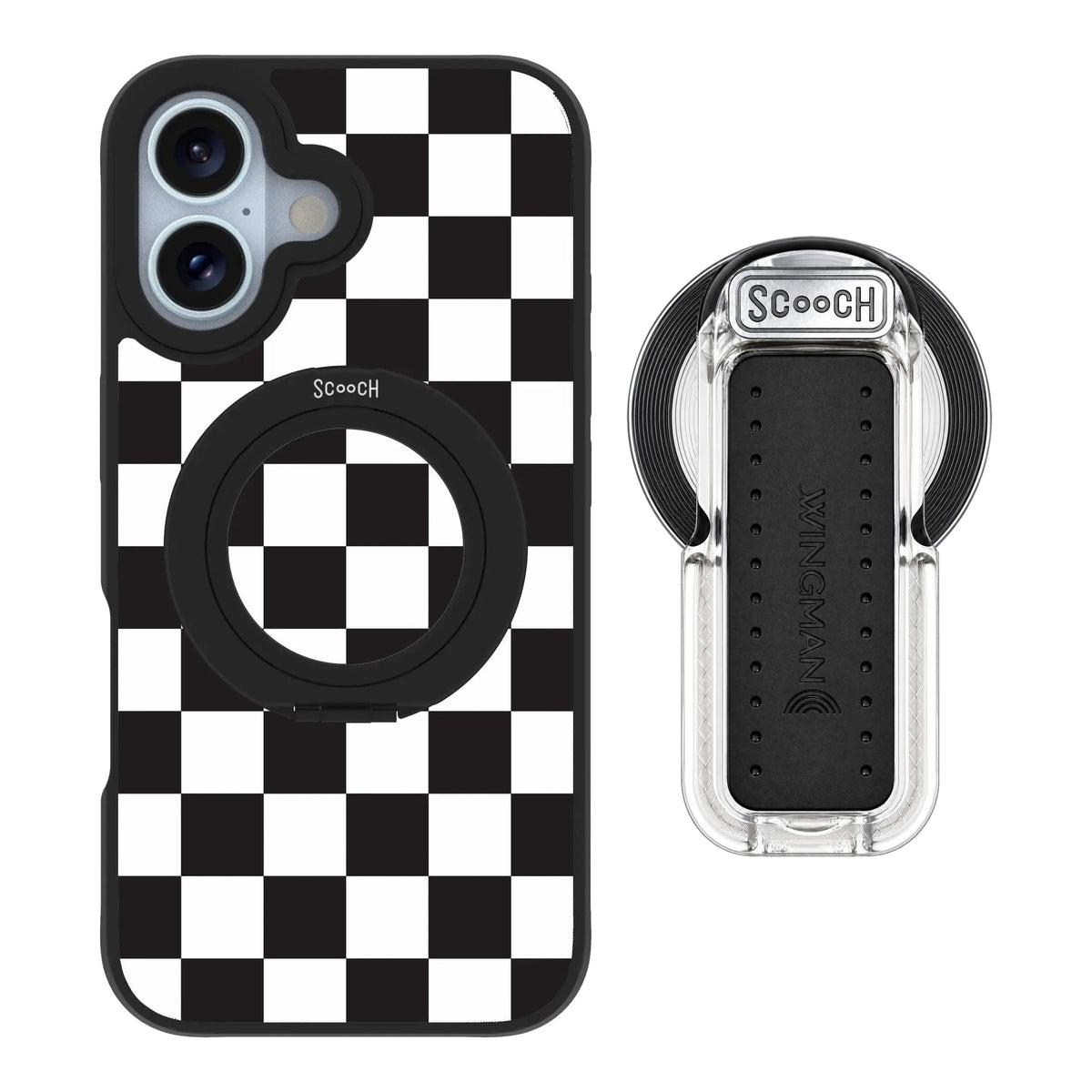 HaloCase Checkered for iPhone 16 with Clear Wingback for MagSafe