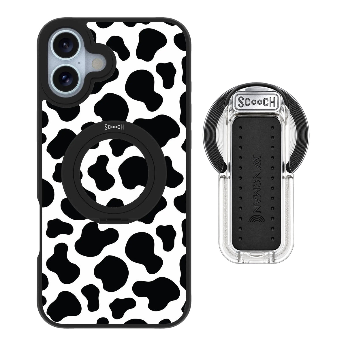 HaloCase Cow Print for iPhone 16 Plus with Clear Wingback for MagSafe