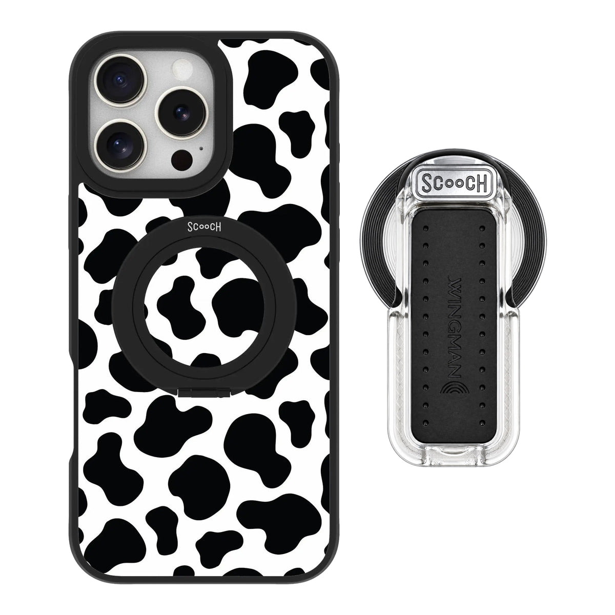 HaloCase Cow Print for iPhone 16 Pro Max with Clear Wingback for MagSafe