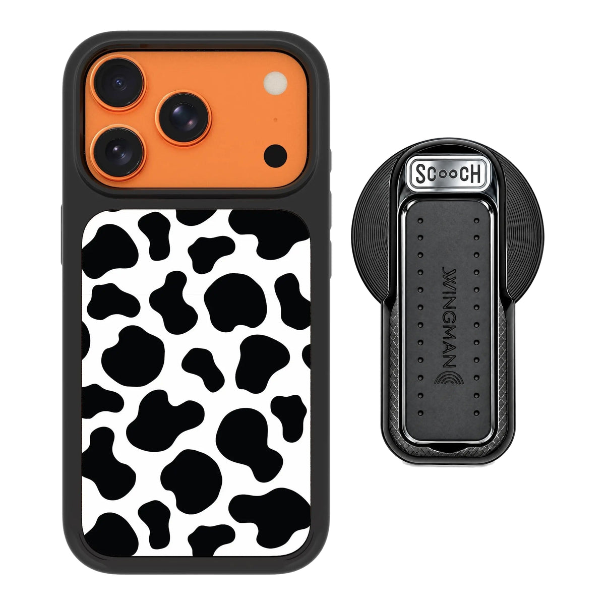 MagCase Cow Print for iPhone 17 Pro with Black Wingback for MagSafe