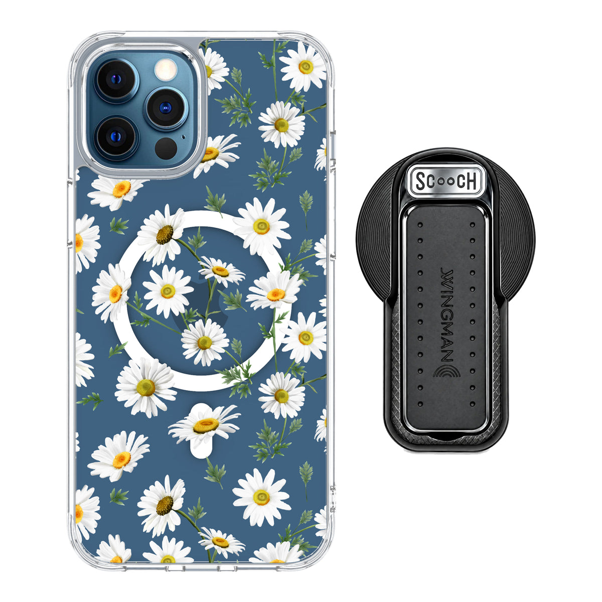 MagCase Daisies for iPhone 12 Pro Max with Black Wingback for MagSafe