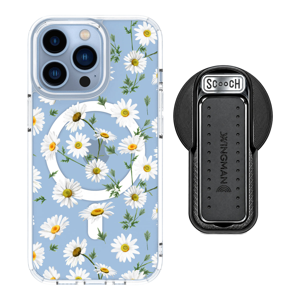 MagCase Daisies for iPhone 13 Pro with Black Wingback for MagSafe