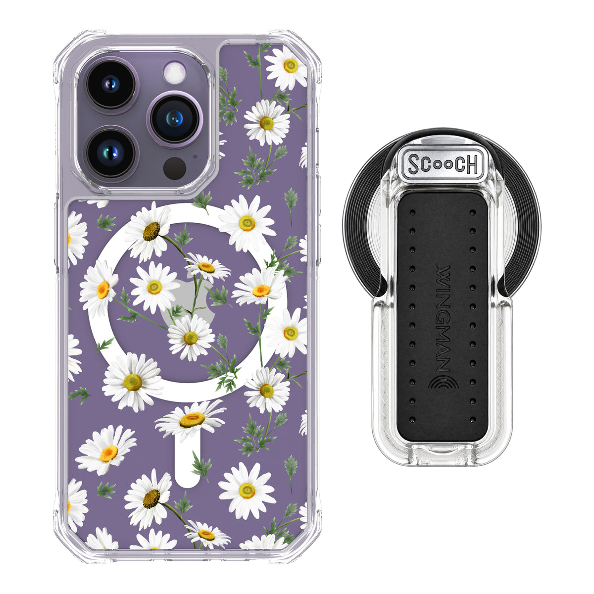 MagCase Daisies for iPhone 14 Pro with Clear Wingback for MagSafe